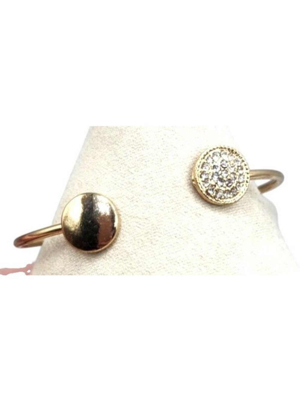 Gold-Plated Open Cuff Bracelet With Round Metallic & Crystal Accents
